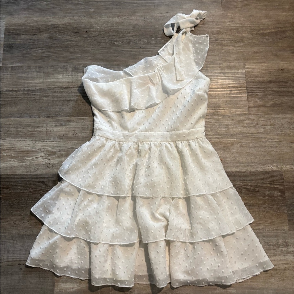 Showpo White Layered One-Shoulder Dress